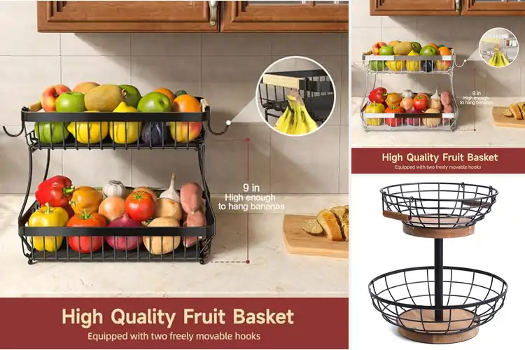 Detailed view of Best 2-Tier Fruit Baskets: Organize Your Kitchen in Style