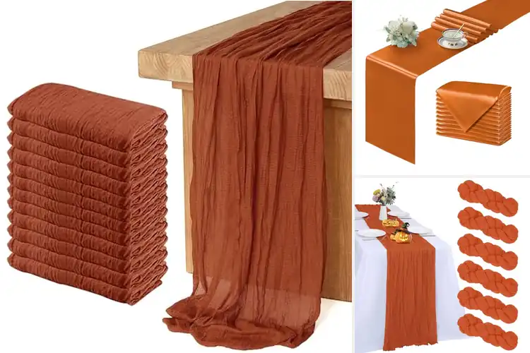 Detailed view of 10 Best Burnt Orange Table Runners That Transform Any Space