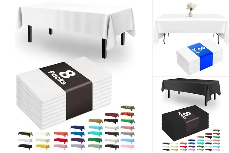 Detailed view of Best Value 8 Pack Disposable Tablecloths